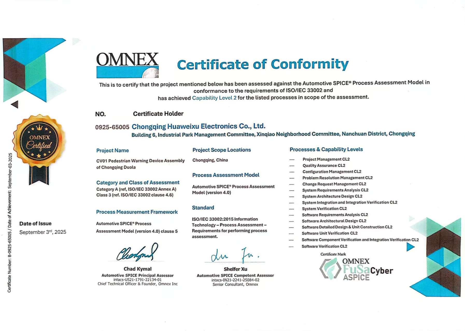Certificate of Conformity